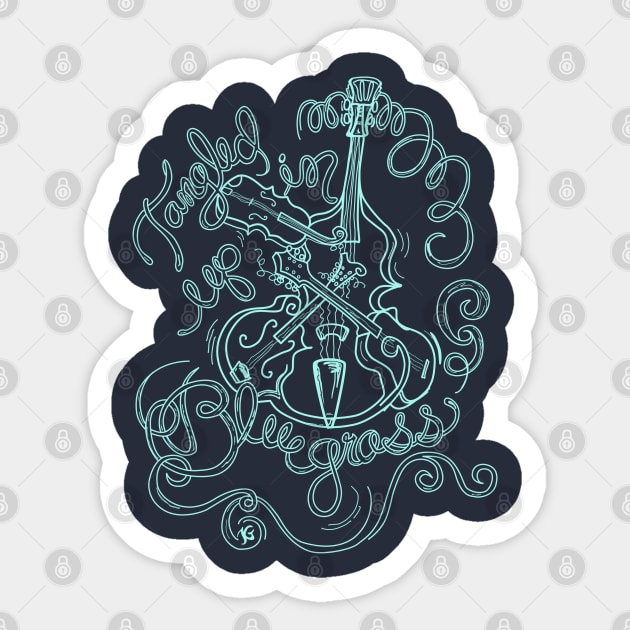 Tangled Up in Bluegrass (teal) Sticker by katgaddis